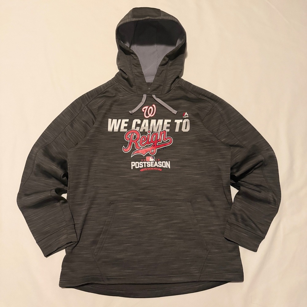 Majestic Hoodie Men M Grey Washington Nationals 2016 Postseason We Came To Reign